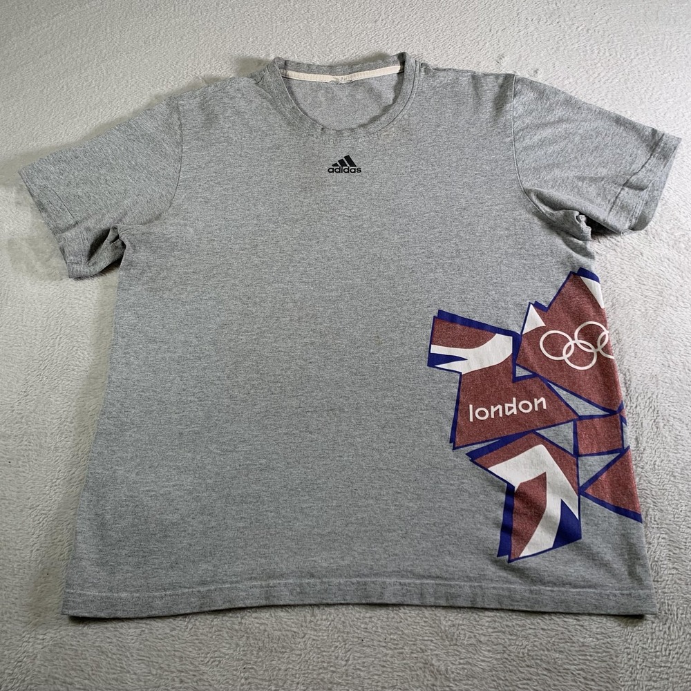 Adidas London 2012 Olympics Shirt Mens Large‎ Gray Union Jack Graphic Tee L